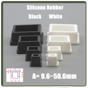 Square Silicone Rubber Plugs End Caps Seal Stopper Bungs Black/White 9.6~50.6mm - Picture 1 of 9