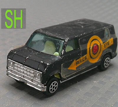 Vintage 1970s Diecast Yatming Yat Ming Ford Econoline Black Van Bulls Eye - Image 1 of 4