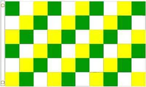 Green White & Yellow Check Polyester 5'x3' Flag - Picture 1 of 3