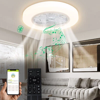 TCFUNDY LED Ceiling Fan Light Phone & Remote Control  Bedroom Ceiling Fan Lamps - Image 1 of 4