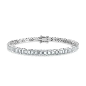 12.00ct D/VVS Lab Grown Emerald Cut Diamond Tennis Bracelet, White Gold - Picture 1 of 7