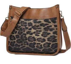 Neue braune Leopardenmuster Schultertasche Umhängetasche Handtasche Hobo - Bild 1 von 4