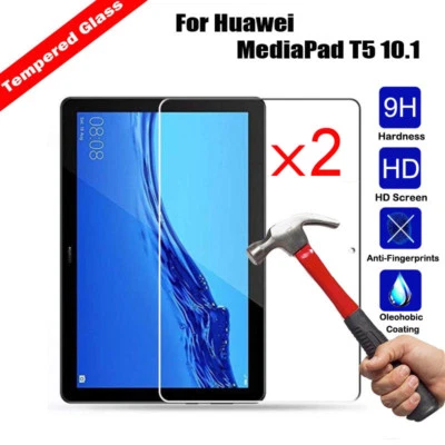 2x Tempered Glass Film Screen Protector For Huawei MediaPad M5 Lite C5 T5 Tablet - Image 1 of 4