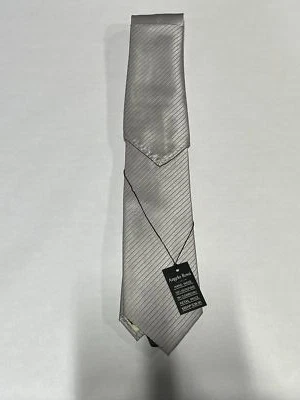 Corbata para Hombres Angelo Rossi Patrón Rayas Plateadas con Cuadrado de Bolsillo a Juego NUEVA Foto 1 de 3