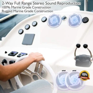 5.25 Inch 2 Way Waterproof and Weather Resistant Outdoor Pyle Marine Speakers - - Picture 1 of 7