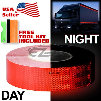 EZAUTOWRAP *Red 2"x150' Reflective Safety Tape Warning Adhesive Conspicuity Marking Decal