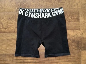 GYMSHARK LOGO WAIST BLACK SEAMLESS SHORTS! SMALL - Picture 1 of 3
