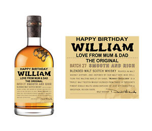 Personalised MONKEY SHOULDER Whiskey Label/Sticker - Die Cut - ADD ANY TEXT