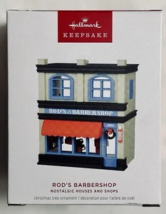Hallmark Andenken Ornament 41. Nostaligic Häuser und Geschäfte Rod's Barbershop Neu - Bild 1 von 4