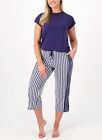 Cuddl Duds Flutter Sleeve Top & Crop Pant with Pockets Pajama Set, New, Size S