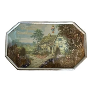 Vintage Convex Bubble Glass Framed Diorama God Bless Our Home Wall Art Gorgeous! - Picture 1 of 9
