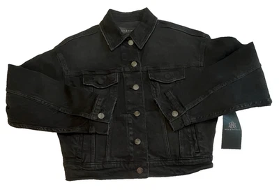 Rock & Republic Jacket Women XS Black-Out Cropped Denim Lots of Pockets NWT - Image 1 of 4