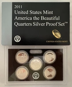 2011 SILVER PROOF QUARTERS SET, Box & COA, AMERICA the BEAUTIFUL; COMBINE SHIP! - Picture 1 of 4