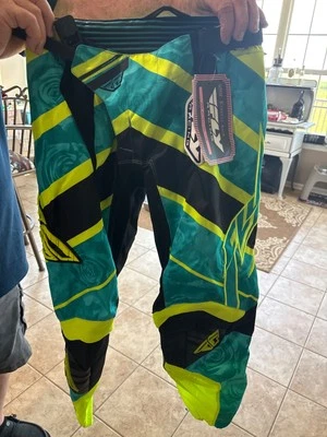 Pantalones Fly Racing Lite MX para mujer amarillo/verde azulado talla 7/8 nuevos Foto 1 de 4