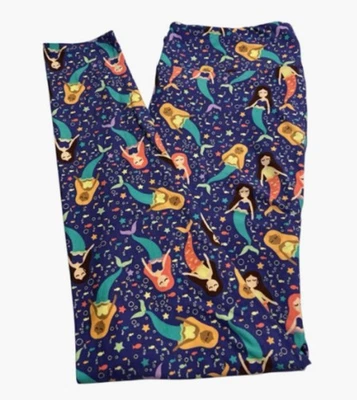 Leggings LuLaRoe TC Alto Curvilíneo Púrpura Colorido SIRENA Peces Tropicales Calce Elástico Foto 1 de 4