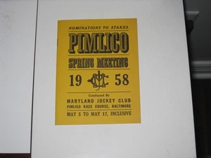 1958 Pimlico Racecourse Spring Meeting Nominations Booklet May 5-17--HOF Tim Tam - Picture 1 of 12