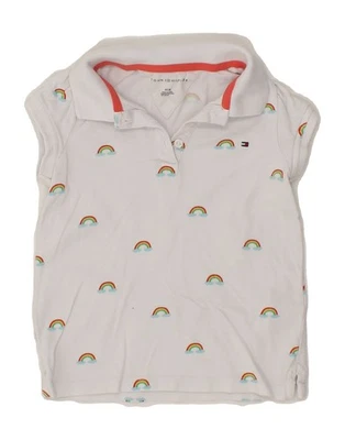TOMMY HILFIGER Girls Graphic Polo Shirt 3-4 Years White Cotton AO08 - Image 1 of 3