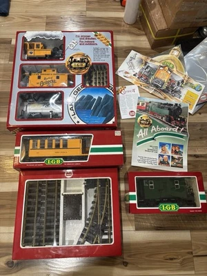 Juego de tren vintage LGB 72412 Yellow Lake George Boulder escala G + vías y vagones Foto 1 de 4