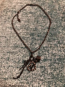 Guess Heart Crown Pendant Necklace Black with Rhinestones - Picture 1 of 4