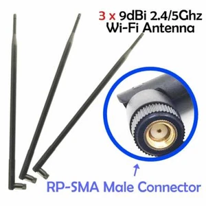 3 9dBi RP-SMA Dual Band 2.4GHz 5GHz High Gain WiFi Router Wireless Tilt Antenna - Imagen 1 de 5