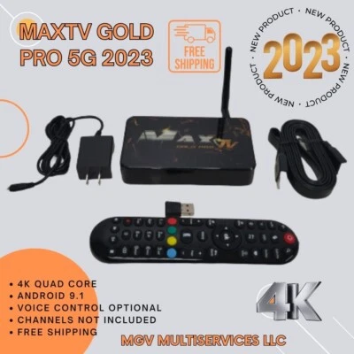 MAXTV GOLD 5G PRO 4K QUAD CORE ULTRAHD ANDROID 9.1 64BIT VOICE CONTROL OPTION - Image 1 of 4