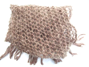 Featherweight Crocheted Mohair Scarf Mocha Color Handmade Open Chain Lace 60" - Picture 1 of 8