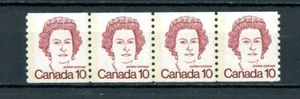 Canada MNH #605 Coil Strip 4 10c Queen Caricature 1976 A247 - Picture 1 of 1