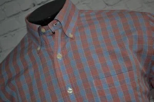 43893-a Brooks Brothers Dress Shirt 346 Red Blue Plaid Size Medium Adult Mens - Picture 1 of 8