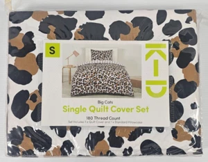 Juego de funda de edredón individual 180 hilos patrón de estampado animal de gatos grandes - Imagen 1 de 10