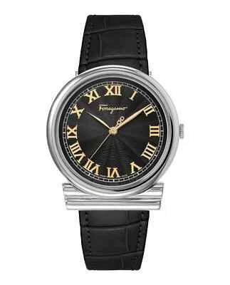 Ferragamo Women's SFUF00621 Gancini Swiss Made 34mm Black Leather Watch - Image 1 of 4