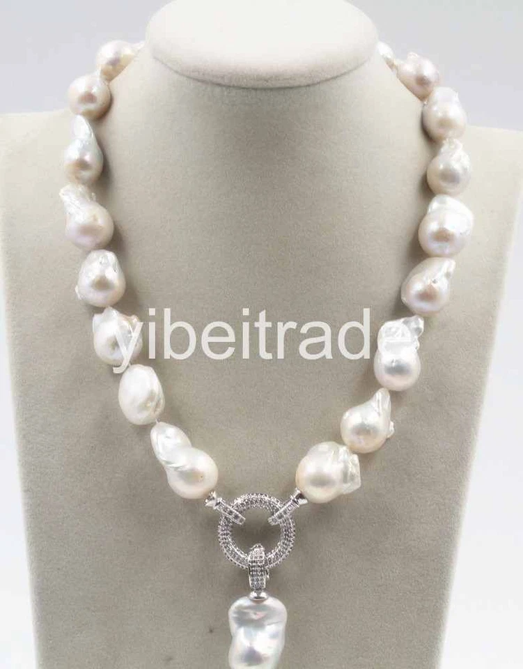 encanto 15-23 mm blanco barroco keshi renacido collar de perlas del mar del sur 19 pulgadas Foto 1 de 2