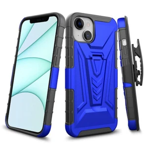 3-IN-1 Advanced Armor Hybrid Hülle mit Gürtelclip Holster für iPhone 13 - Blau - Bild 1 von 8
