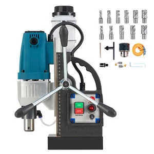 ZELCAN 1100W Portable Magnetic Drill Press 12000N w 40 mm Dia 50mm Depth 11 Bits - Picture 1 of 8