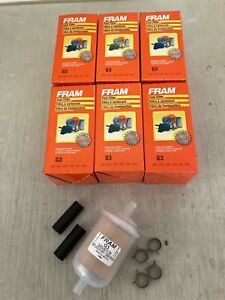 SIX(6) "NEW DESIGN" Fram G3 3/8" Plastic Inline Gas/Fuel Filter CASE