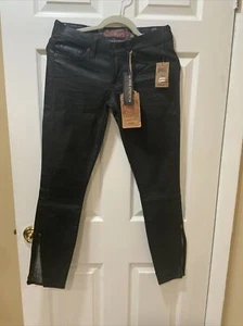 Pantalones de mezclilla LUCKY BRAND talla 27 Charlie Super ajustados recubiertos de negro brillante elásticos ¡NUEVOS! - Imagen 1 de 11