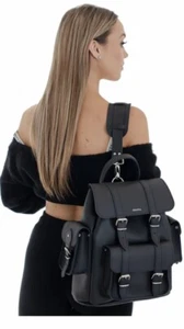 🇬🇧GRAFEA Hari II Real Leather Backpack Black Back To School College Bag A4 🎁 - Picture 1 of 4