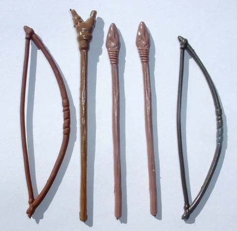 5 LOT REPRO Paploo,Warok, Romba, Wicket,Lumat Spear Bow Weapon Vintage Star Wars Cover