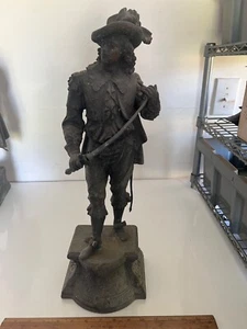 ANTIKE DON JUAN METALLSTATUE 20" HOCH - Bild 1 von 7