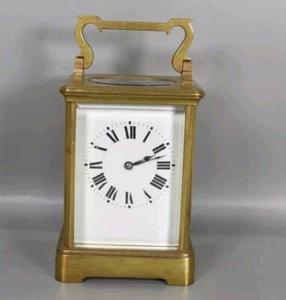 French Antique Brass Case Striking Four Glass Carriage Clock - Picture 1 of 15