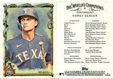 2023 Topps Allen & Ginter COREY SEAGER Baseball Card 87 TEXAS RANGERS