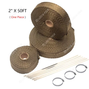 2" X 50ft Titanium Manifold Exhaust Heat Wrap Tape Pulverized Lava Rock Fiber - Foto 1 di 9