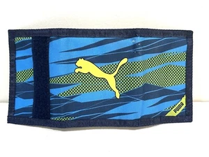 Kids Mens Puma Nylon Tri-Fold Wallet Neon Green Black Blue - Picture 1 of 4