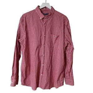 Men's Vineyard Vines Red White Gingham Long Sleeve Button Down XL - Picture 1 of 7