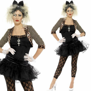 Ladies 80s Costume Pop Fancy Dress Madonna Style Outfit