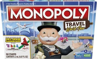 Monopoly World Tour Monopoly Game with Token Stampers & Dry Erase Gameboard - Image 1 of 4