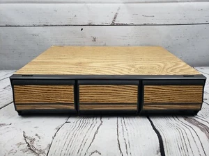 ⚡️Vintage Cassette Tape Storage Case 36 Holder Faux Wood Finish 3 Drawer 🔥 - Picture 1 of 6