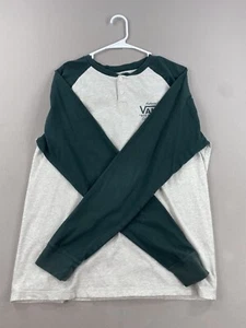 Polo Vans Henley para Hombre L Grande Verde Gris Fuera de la Pared Logotipo Mangas Largas - Imagen 1 de 17