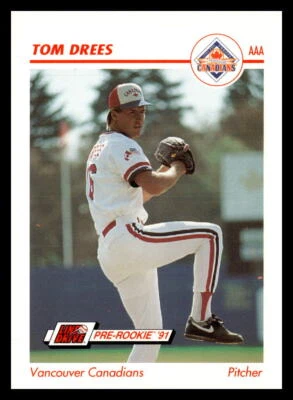 1991 Line Drive AAA #631 Tom Drees Vancouver Canadians Baseball Card - Image 1 of 2