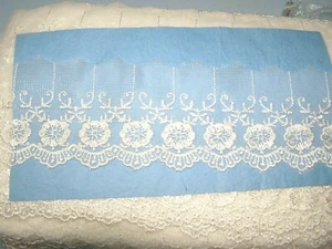 Mercerie Broderie★Dentelle tulle brodé 65mm★Blanc cassé/Au metre 1985 Lace trim - Imagen 1 de 2