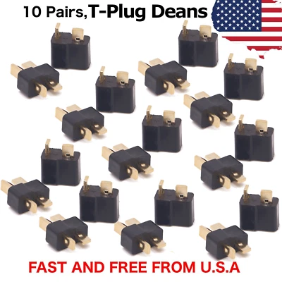 10 Pairs T-Plug Black Deans Connectors Male & Female For RC LiPo Battery - Image 1 of 4